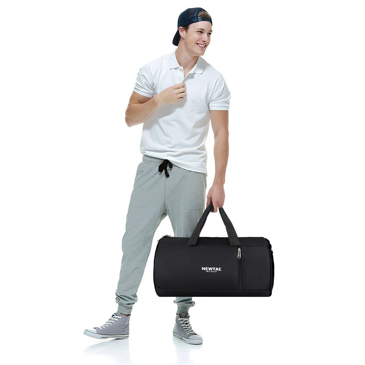 Smiling man holding duffle baghttp://www.twodozendesign.info/i/1.png